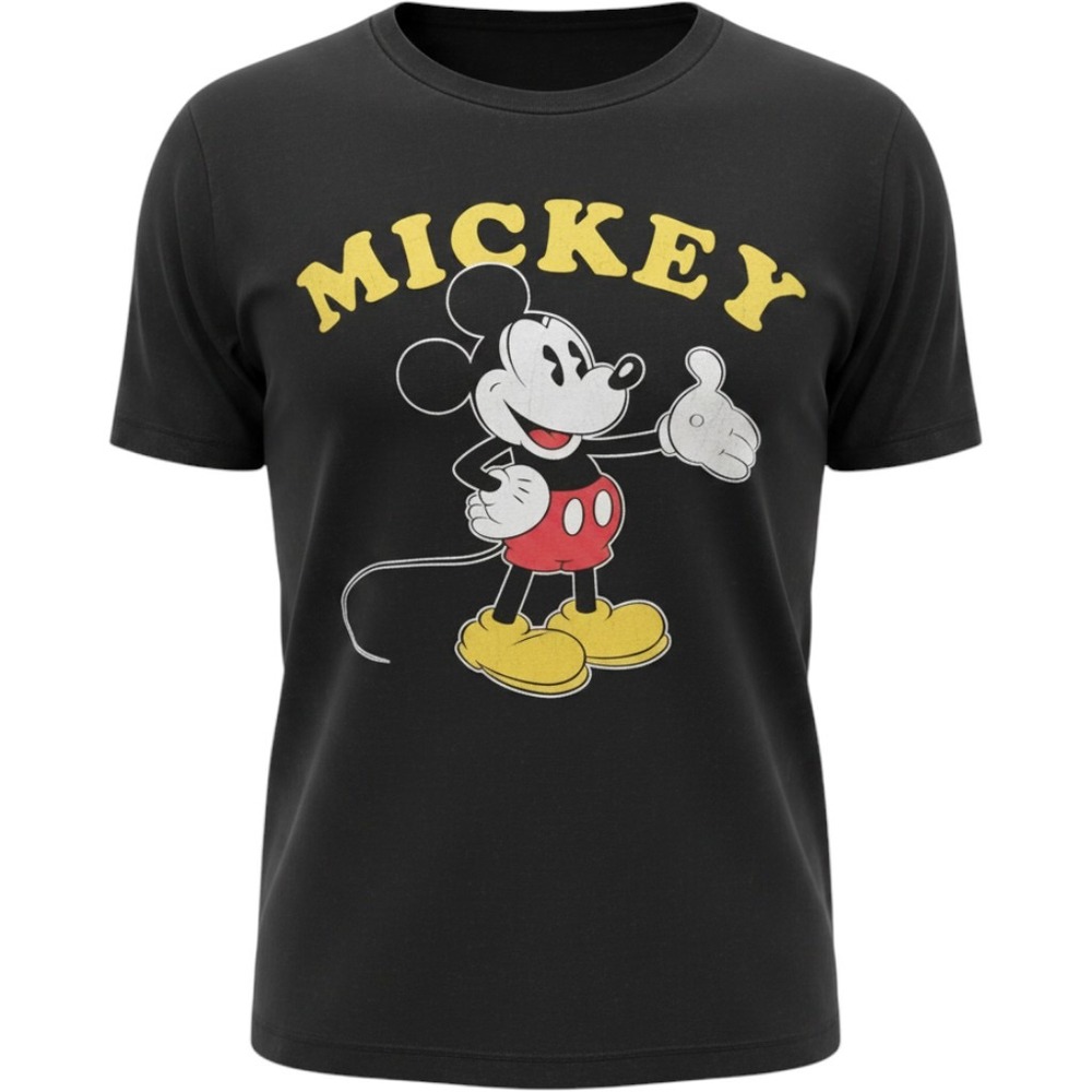 Disney Mickey Mouse Graphic T-Shirt Black Short Sleeve Crewneck Mens Small
